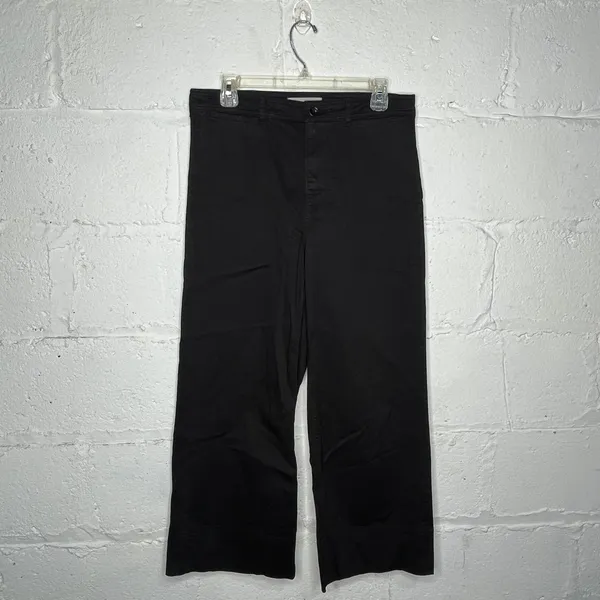 Everlane Women's Black The‎ Lightweight Wide-Leg Crop Chino Cotton Pants Size 8 - Image 2