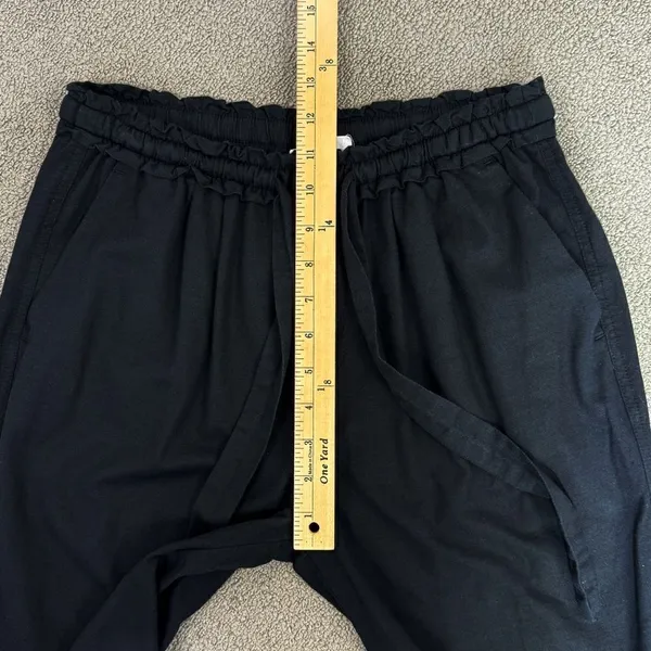 Gap Woven Slouchy‎ Pull On Crop Pants Black XS Ruffle Drawstring Waist High Rise - Image 10