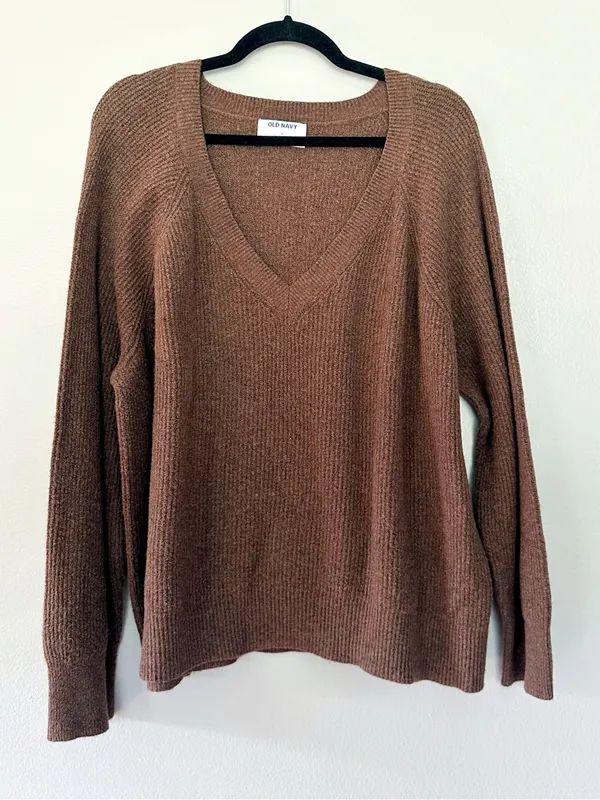 Old Navy Good V-Neck Pullover Sweater Espresso Bark Brown Size XL - Image 5