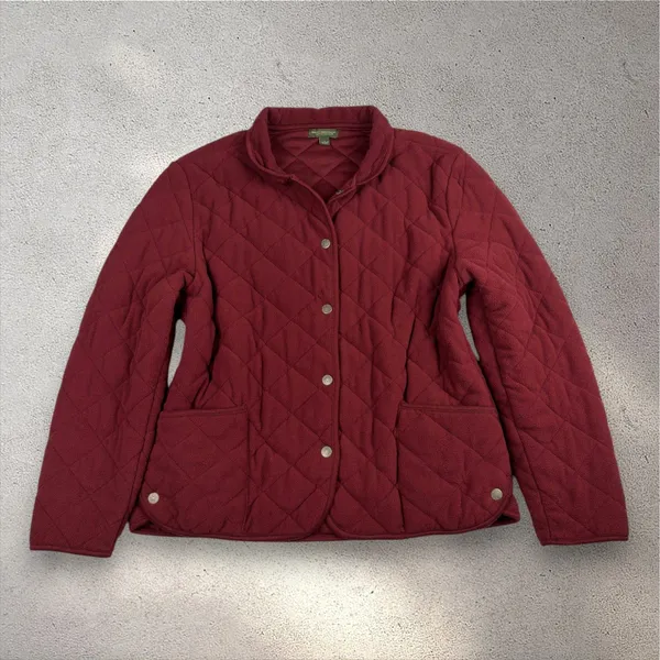 Great Northwest Quilted Fleece Jacket Women's L Red Peter Pan Granny Cabincore - Image 3