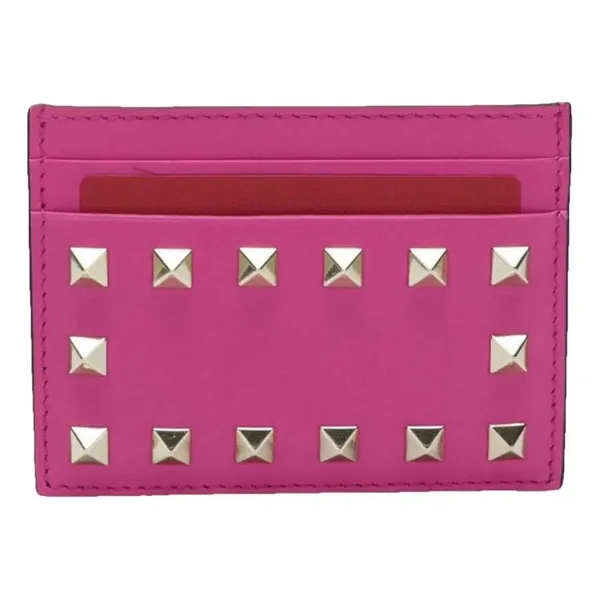 NWOT Authentic Valentino Garavani Hot Pink Rockstud Leather Card Holder Wallet - Image 2