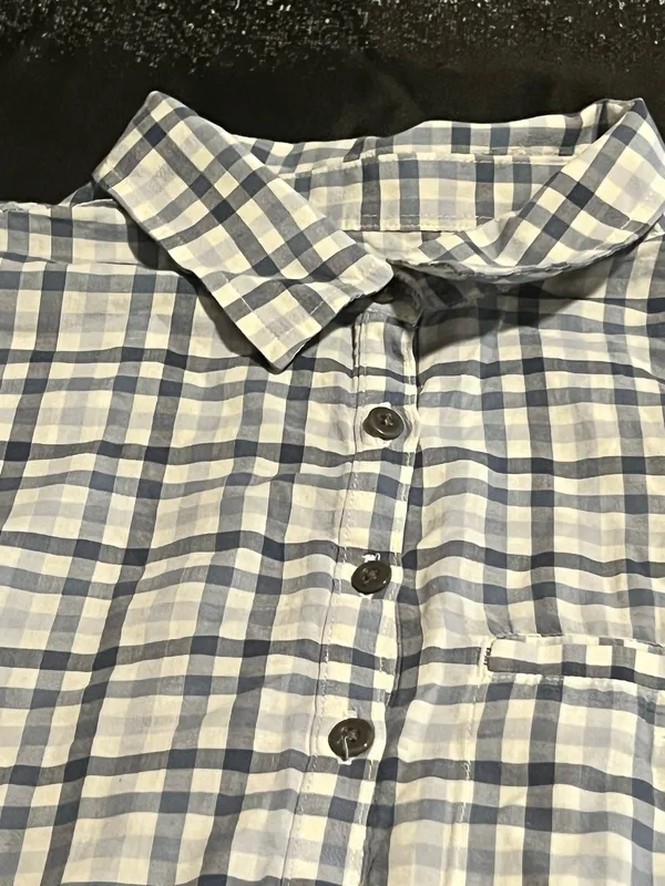 Womens lg The North Face Plaid Long Sleeve Button Down Shirt-blue/white/gray. - Image 3