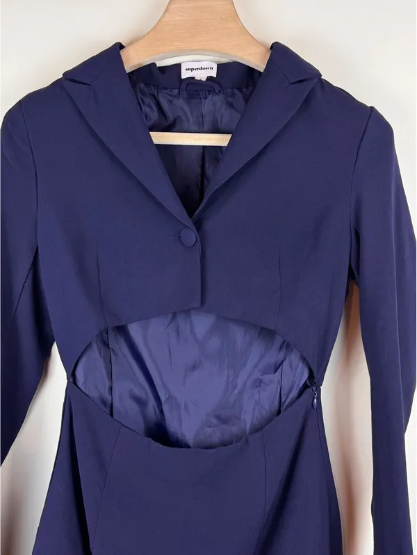 Superdown Kendra Cut Out Blazer Mini Dress Navy Blue Long Sleeve Size S Revolve - Image 5