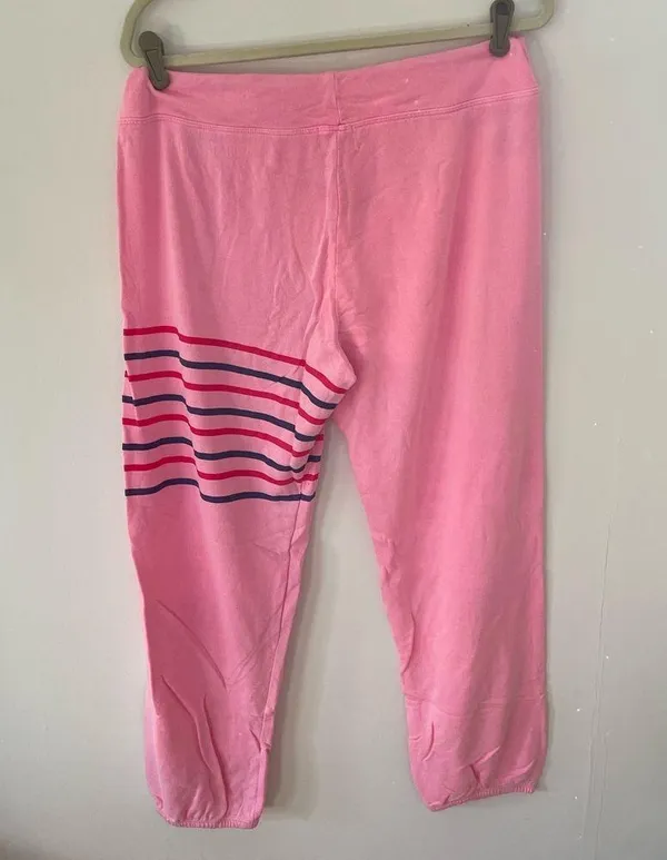New SUNDRY Women's Stripes Sweatpants in Pigment Dyed Pink Neon size 3/L - Image 8
