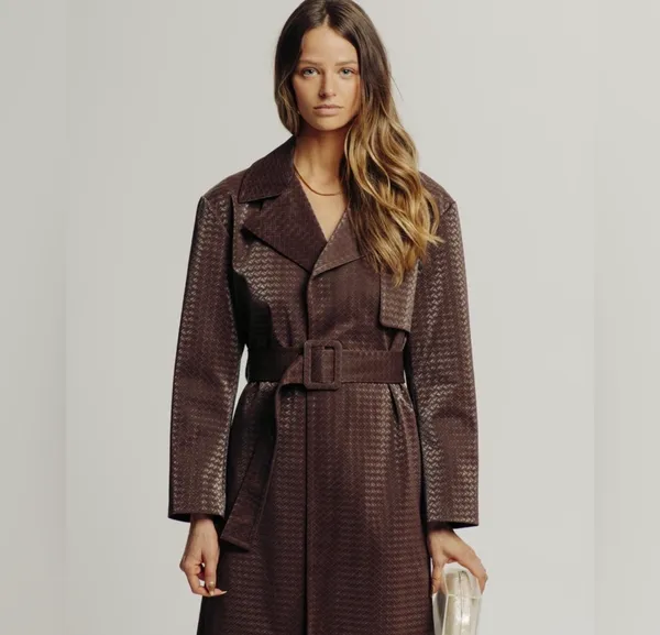 Torn By Ronny Kobo Regina Coat in Chocolate Brown size M - Image 3