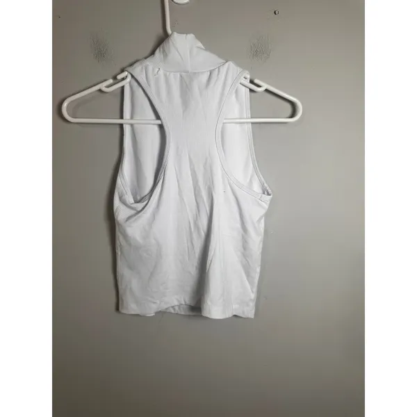 Yogalicious Heavenly Rib Ava Mock‎ Neck Tank White Sleeveless Racerback Small - Image 4