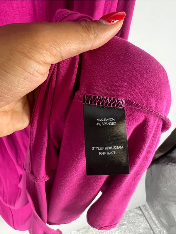 ANTTHONY Original Magenta Draped Handkerchief Hem Sleeveless‎ Maxi Dress XL NWT - Image 7