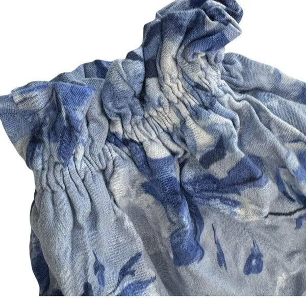 Altar'd State Women's size Large Blue Floral Linen Blend Fit Flare Dress V Neck - Image 12