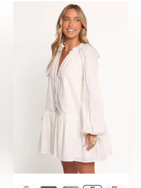 Petal & Pup Hart Long Sleeve Cotton & Linen Minidress White size Large NWT - Image 3