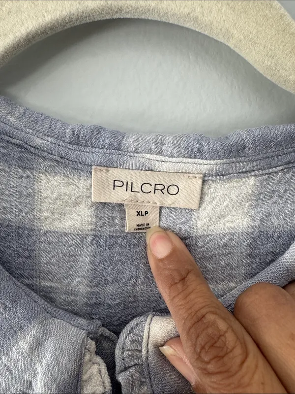 Anthropologie Pilcro Light Blue and White Plaid Top Cottagecore Prairie - Image 3