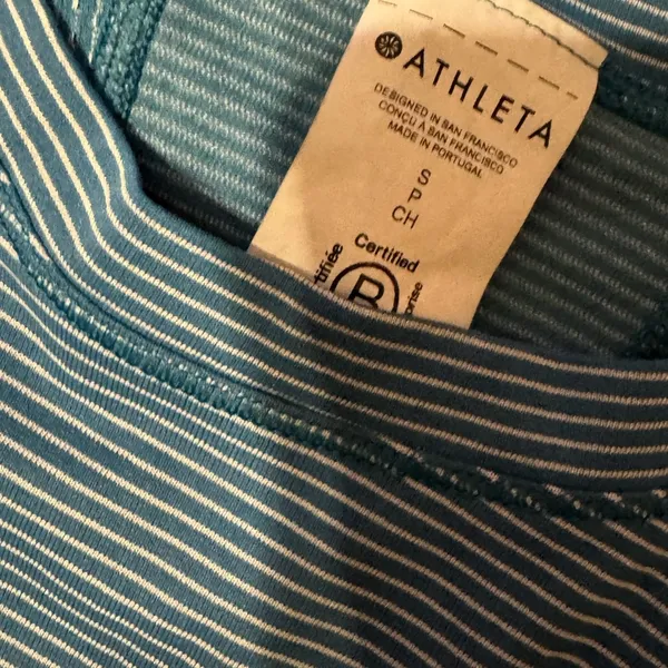 Athleta athletic Blue Striped Shirt women's size small - Image 2