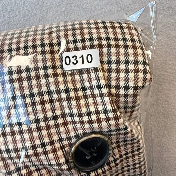 Stradivarius Brown Houndstooth Double Breasted Blazer Jacket Womens Size Medium - Image 10