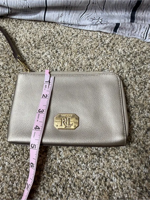 Lauren Ralph Lauren taupe metallic wristlet - Image 5