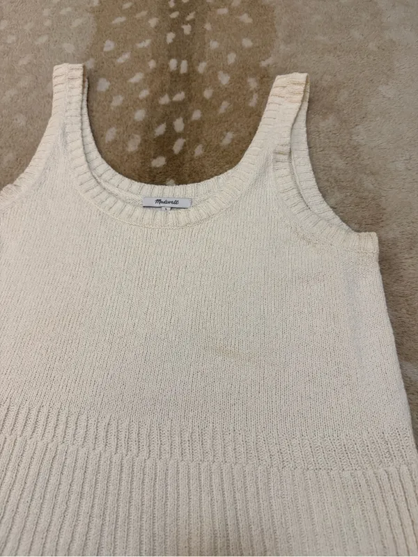 Madewell Knit Sweater Tank Top Ivory Cream Size L Style MN2957 - Image 6