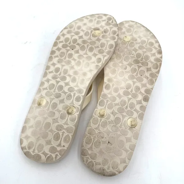 Coach Women's White Abbigail Flip Flop Thong Sandals Size 9 - Image 8