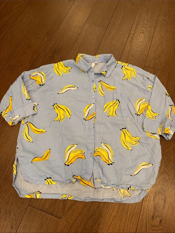 Joyspun Banana-Print Light Blue Pajama Set Size Medium 8/10 - C27-177 - Image 5
