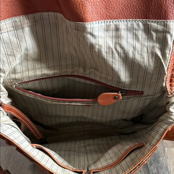 FRYE Cognac Leather Crossbody Saddle‎ Bag Braided Boho Chic Western Inspired - Image 8