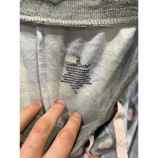 Cuddl Duds Checkered with Hearts Fuzzy Pajama Sleep Pants size large - Image 4