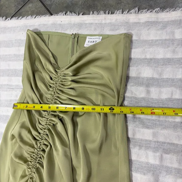 SABO Alyssia Strapless Maxi Dress Sage Green Hue Sz M Wedding Event Bridal Party - Image 11