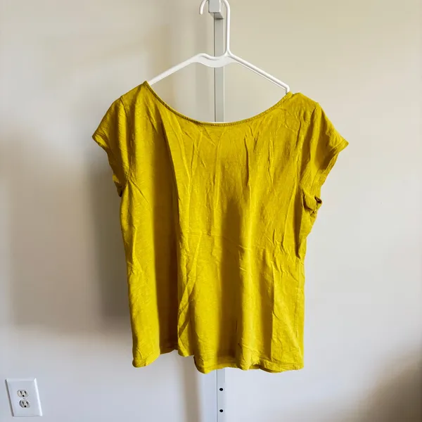 Loft NWOT Women's Yellow LOFT Crochet Trim Neckline Cotton Top Size L - Image 6