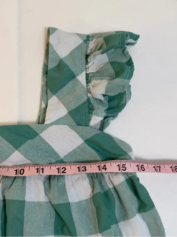 Entro Green Gingham Mini Dress Women’s Small Flutter Sleeve Cottagecore - Image 5