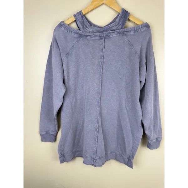 Pilcro Crossover Pullover Sweatshirt Women XXS Long Sleeve Purple Cozy Oversized - Image 5