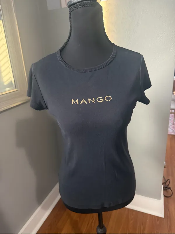 Mango Baby Tee Y2K Black Goth Grunge Small. - Image 2