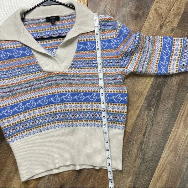 J Crew Fair Isle Sweater Retro 70s-Inspired Womens XS Lambswool Blend​ - Image 5
