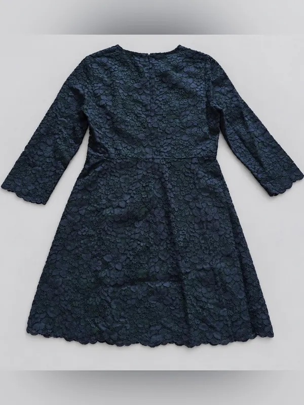 Tory Burch Bittersweet Navy Floral Lace Fit Flare Cocktail Dress 8 Dark Romance - Image 8