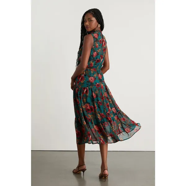 NWT Lulus In My Dreams Teal Multi Floral Print Midi Dress Cruise Resort Size XL - Image 3