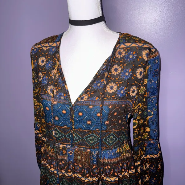 Altar’d State Bohemian Long Sleeve Floral Print Mini Dress - Image 5
