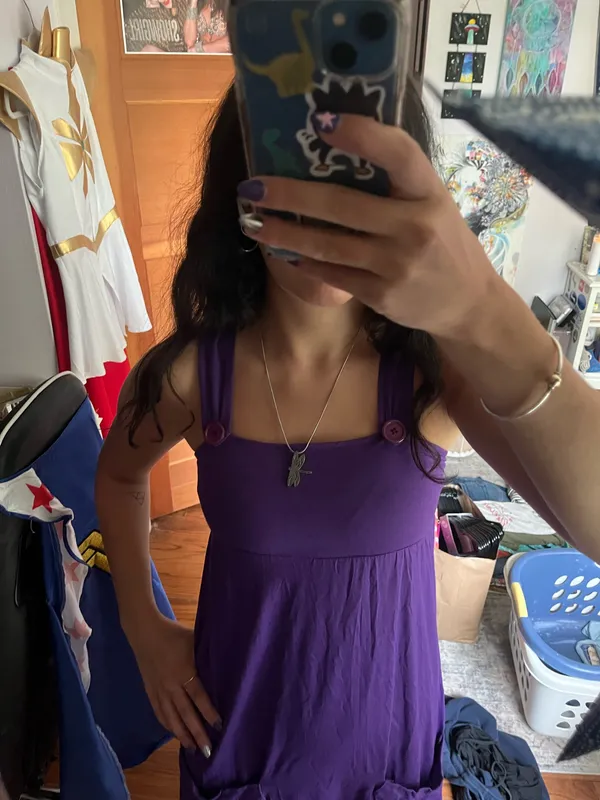 Purple Dress with Buttons - Image 2