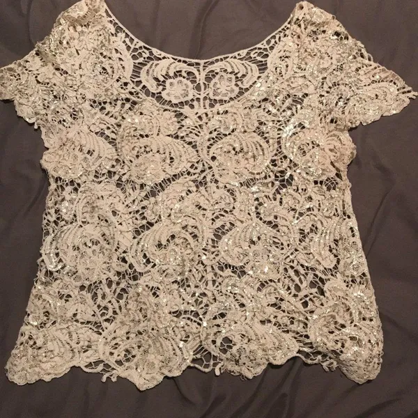 Crochet Sparkle Lace Top - Image 2