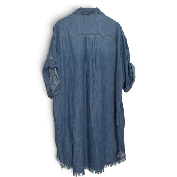 Workshop Woman Tencel Denim Shirt Dress Blue Frayed Hem Plus Size 2X NWT - Image 2