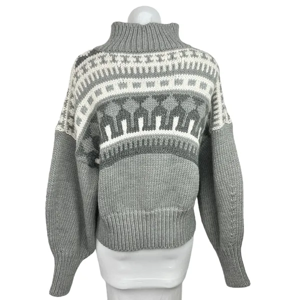 Pringle of Scotland x H&M Gray Fair Isle Turtleneck Holiday Sweater Top M - Image 2