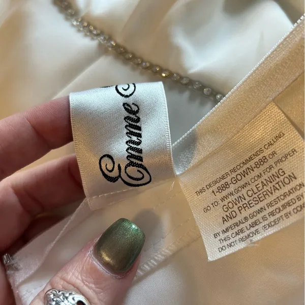 Emme Bridal white sleeveless wedding gown beaded rhinestones satin chiffon 16 - Image 11