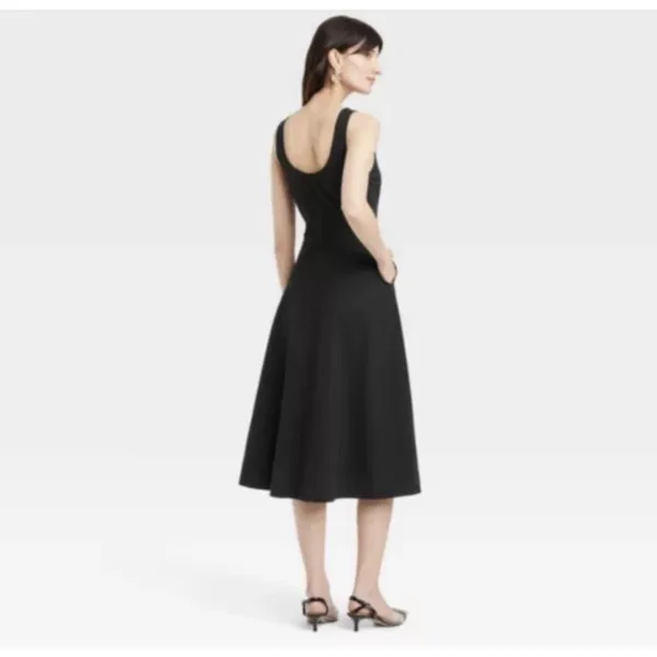 A New Day Women’s Black Corset Midi A-Line Dress Size 12 NWT - Image 2