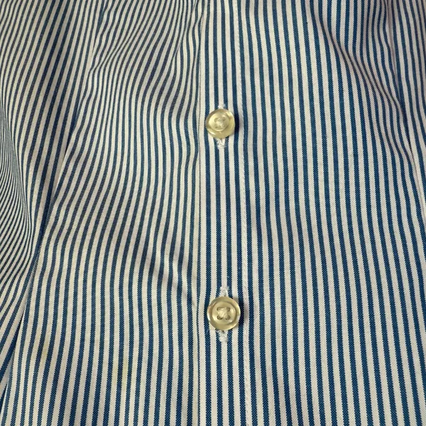 Lands' End pinpoint oxford blue and white stripe button down collared shirt 6 - Image 6