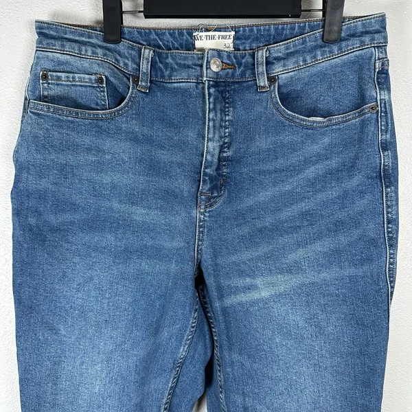 We The Free People CRVY High Rise Vintage Straight Stovepipe Jeans Sz 32 Raw Hem - Image 2