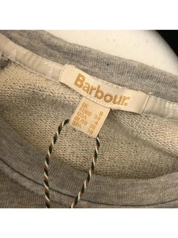 Barbour Womens Sweatshirt Pullover Crew Neck Lighthouse Heathered Gray US 4 - Image 3