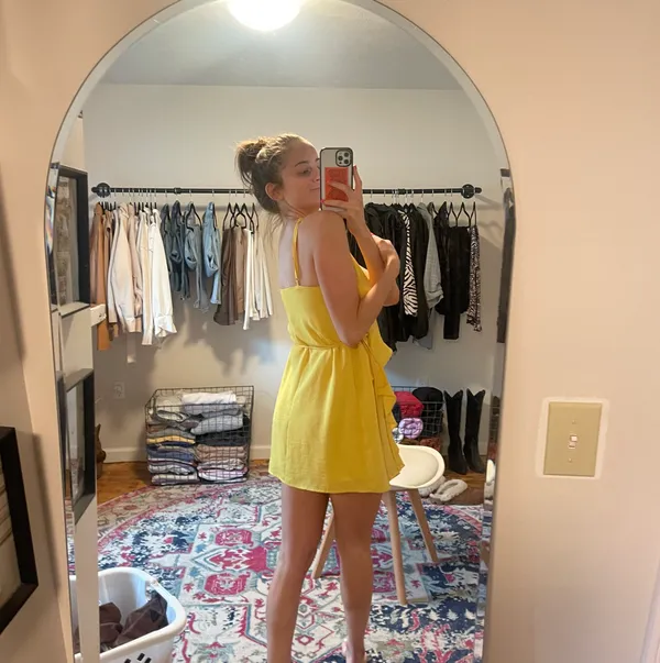 Yellow Mini Summer Sun Dress - Image 2