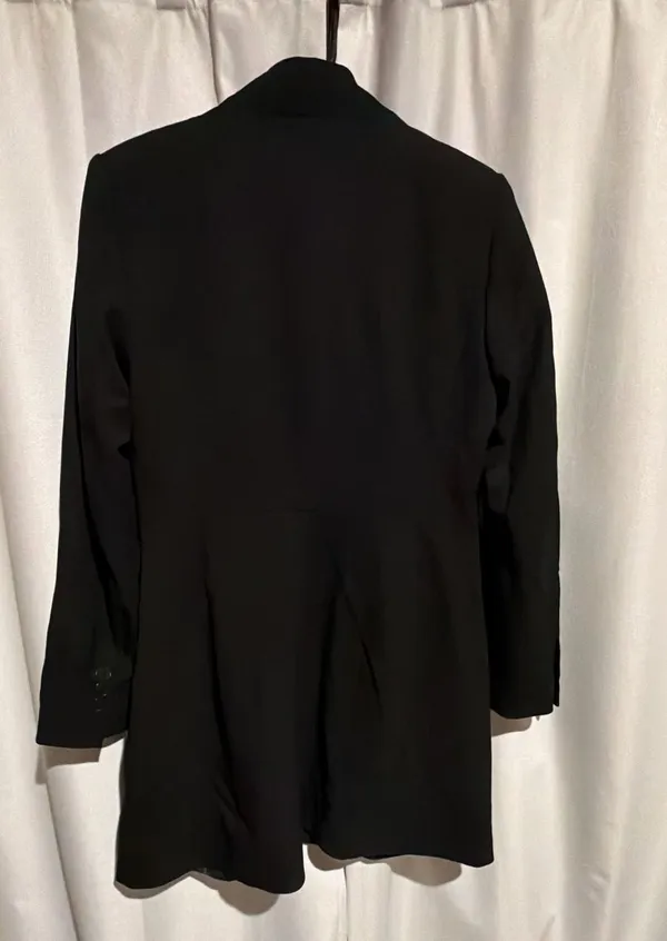 Zara Black Blazer Size L Open Front Long Jacket - Image 3