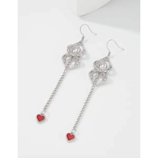 NEW!! Spider Spooky Halloween Drop Earrings Dangling Hearts‎ Scary Whimsygoth - Image 3