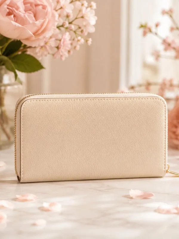 Kate Spade Saffiano Leather Zip Wallet Beige Cream 12 Card Slots NWT - Image 3