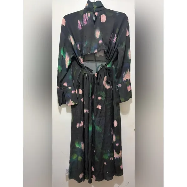ASOS‎ Edition High Neck Long Sleeve Ruched Tie Back Detail Maxi Dress NWT - Image 3