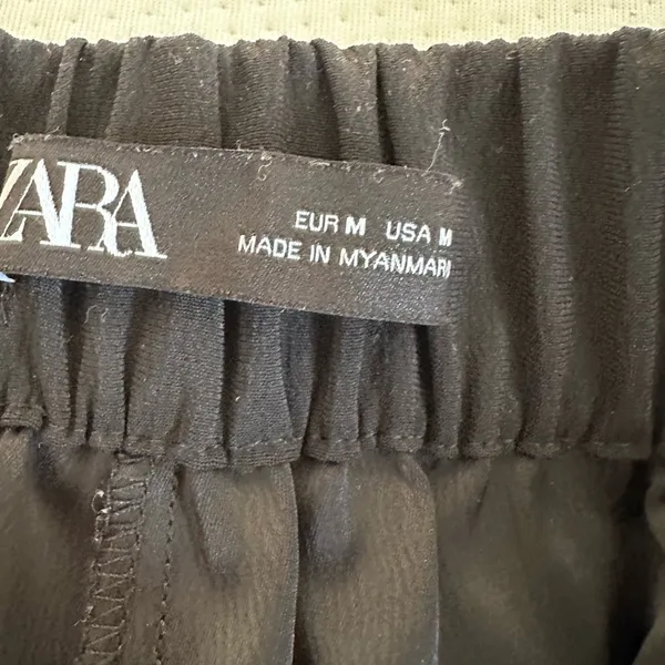 Zara Sz: M Black Wide Leg Cropped Pull On Sailor Pant Large Button Accent - Image 7