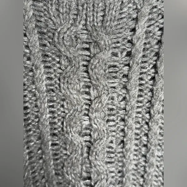 Free People Women’s Chunky Open Cable Knit Mohair Wool Blend Sweater Gray Sz M - Image 5