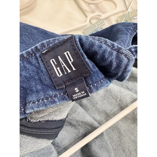 GAP Denim Mini Shift Dress Dark Wash Square Neck Size Small - Image 4