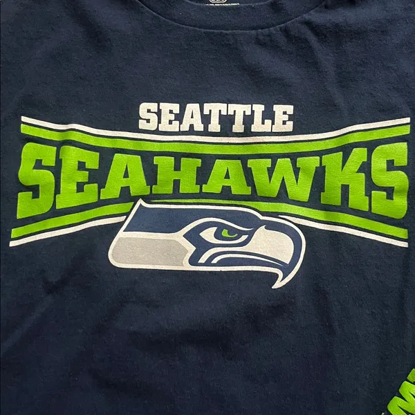 Majestic Blue long sleeve Seattle Seahawks T-SHIRT - Image 3