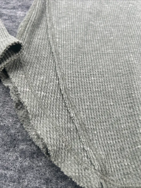 We The Free Free People Thermal Henley Top Olive Green Waffle Knit XS Boho - Image 5